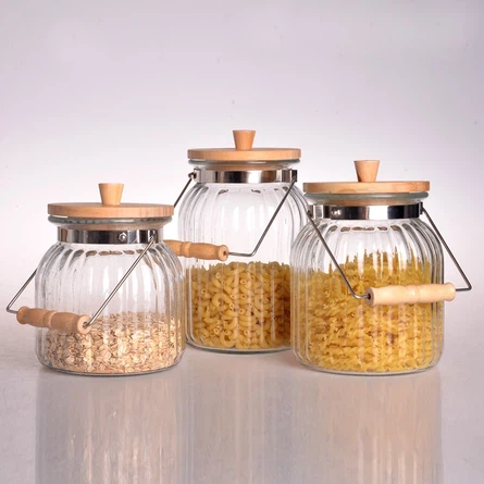 Glass Jars with Bamboo Lid And Handle 2 Glass Jars with Bamboo Lid And Handle 2