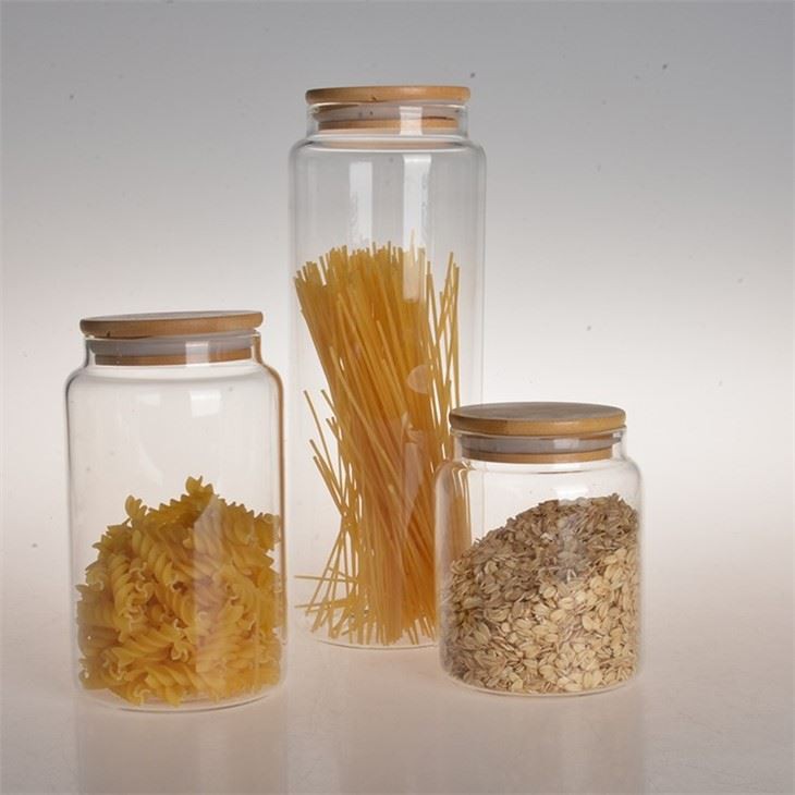 Glass Flour Container With Airtight Bamboo Lid