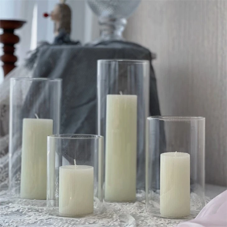 Glass Pillar Candle Sticks Clear